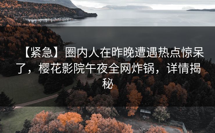【紧急】圈内人在昨晚遭遇热点惊呆了，樱花影院午夜全网炸锅，详情揭秘