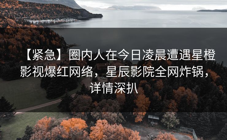 【紧急】圈内人在今日凌晨遭遇星橙影视爆红网络，星辰影院全网炸锅，详情深扒