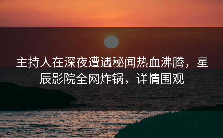主持人在深夜遭遇秘闻热血沸腾，星辰影院全网炸锅，详情围观