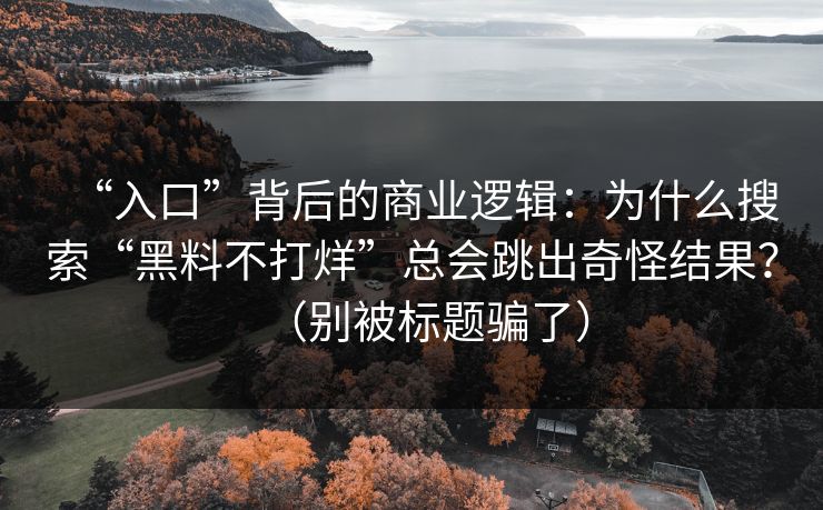 “入口”背后的商业逻辑:为什么搜索“黑料不打烊”总会跳出奇怪结果?(别被标题骗了) “入口”背后的商业逻辑:为什么搜索“黑料不打烊”总会跳出奇怪结果?(别被标题骗了)